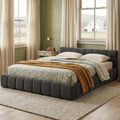 Upholstered Platform Bed Frame, Low Profile Chenille Bed with Headboard, Modern Solid Frame, No Box Spring Needed, Easy Assembly (Dark Grey, Queen (U.S. Standard))