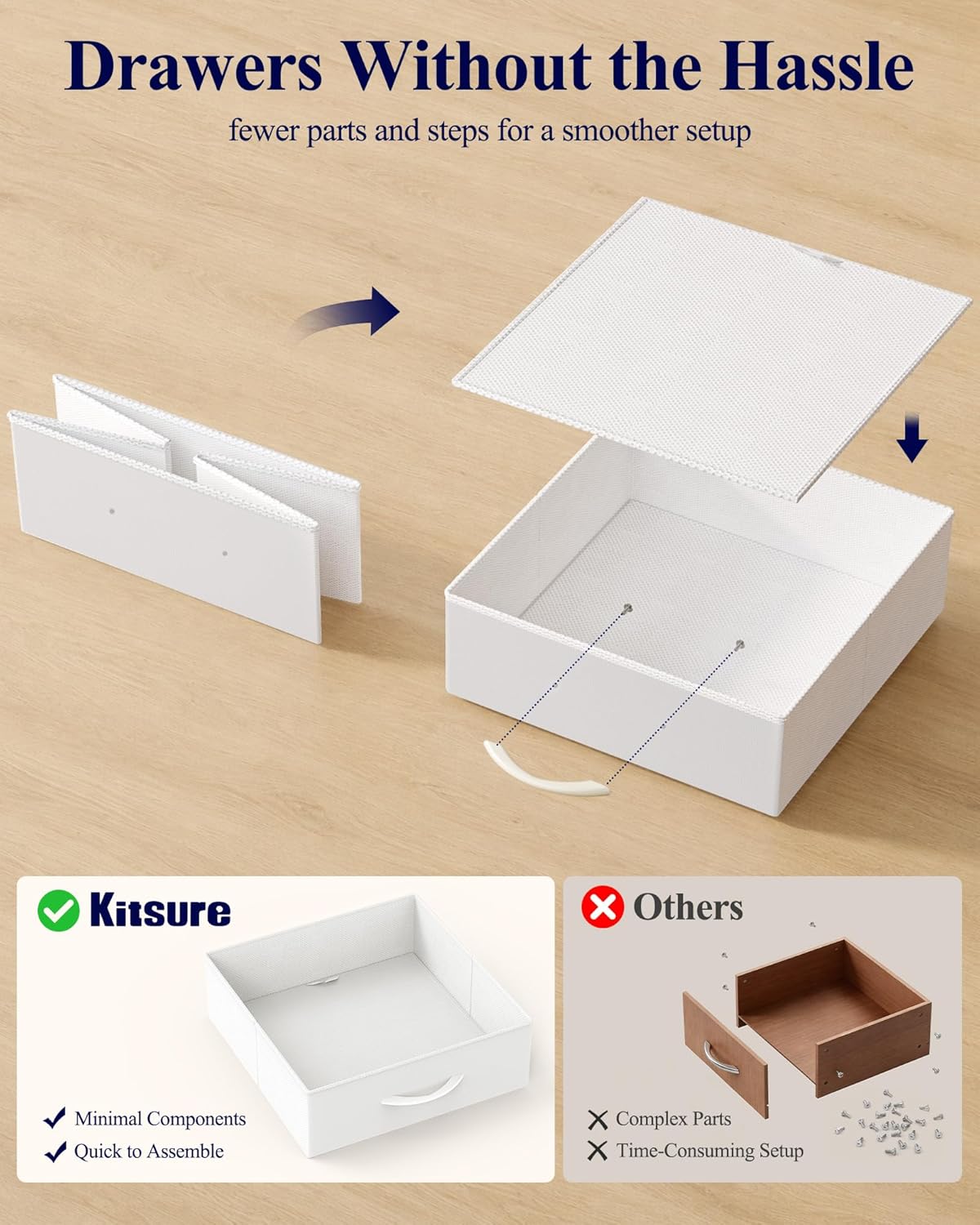 Kitsure 31.5" W Small Vanity Desk with Mirror and Lights, 2 Fabric Drawers | Bedroom, Gifting, Makeup Vanity, 6 Open Shelves, 3 Lighting Modes, Stable Frame, White