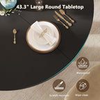 Einhomn 59" Extendable Round Dining Table for 6-8, Kitchen Table with Sturdy Double Arc Base & Backboard Clasp Desktop, Mid-Century Modern Dinner Table, Kitchen Dining Room, Space Saving, Black