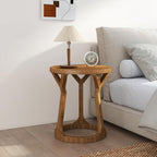 Round Side Table, Farmhouse End Table for Small Spaces, Accent Table for Living Room, Bedroom, Home Office (Brown, 1-Pack)