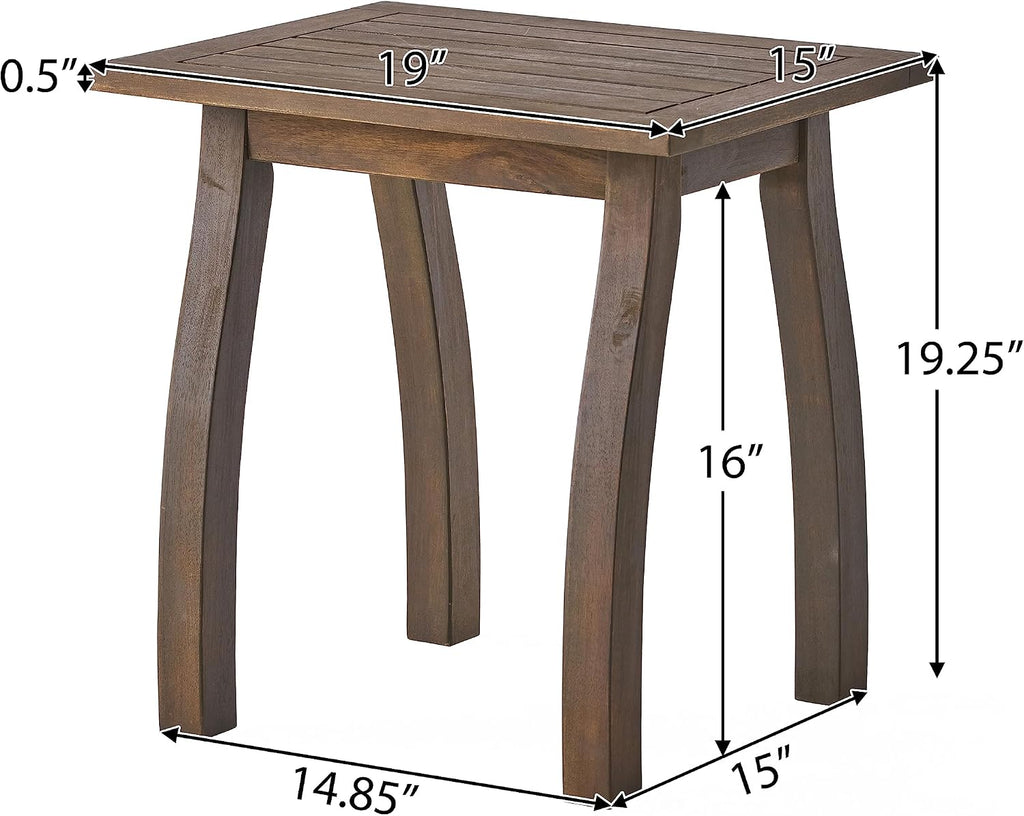 Selma Accent Table: Modern Acacia Wood Side Table - Compact 19x19 Inch End Table for Small Space Living & Home Office Use