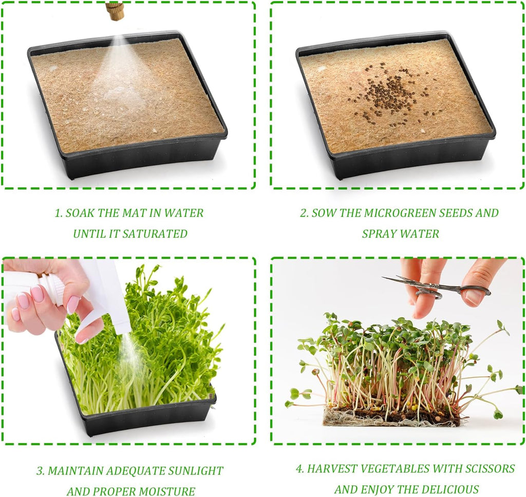 Tosnail 80 Pack 5 x 5 Inches Hemp Grow Mats, Jute Fiber Grow Mats, Sprouting Mat, Hemp Pads for Indoor Microgreens Growing, Wheatgrass Sprouts