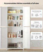 Akxomel 63''H Tall Farmhouse Bathroom Storage Cabinet with 4 Doors White | Floor Storage Cabinet with Barn Doors, Adjustable Shelf, Pantry Cabinet for Kitchen, Laundry Room, Living Room, Entryway