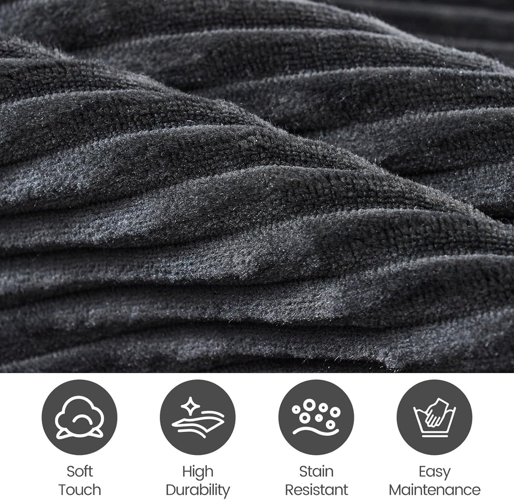 Bean Bag Chairs for Teens, 3FT Bean Bag with Memory Foam Filling, Bean Bag Chairs with Plush Microfiber Removable Cover, Cozy Sofa for Reading, Gaming- Black