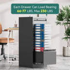 3 Drawer Metal Vertical File Cabinet with Lock for Home Office | 17.8"D x 15"W x 38.4"H,Small Under Desk Cabinet,Adjustable Hanging Bar,Fits 4A/Legal/Letter Size File,Easy Assembly,Black