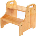 VaeFae Bamboo 2-Step Stool | 350LBS, Non-Slip, Built-In Handles, Suitable for Sink, Potty Training, Kitchen, Bathroom and Bedside Use, Natural