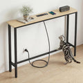 Narrow Console Table Behind Couch, 39.7” L x 32.3” H, Slim Sofa Table with Fast Charging Station for Small Spaces, Skinny Entryway & Hallway Table, Easy Assembly