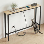 Narrow Console Table Behind Couch, 39.7” L x 32.3” H, Slim Sofa Table with Fast Charging Station for Small Spaces, Skinny Entryway & Hallway Table, Easy Assembly