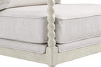 OSP Home Furnishings Kaylee Spindle Accent Chair with Antique White Wood Frame, White Linen Fabric
