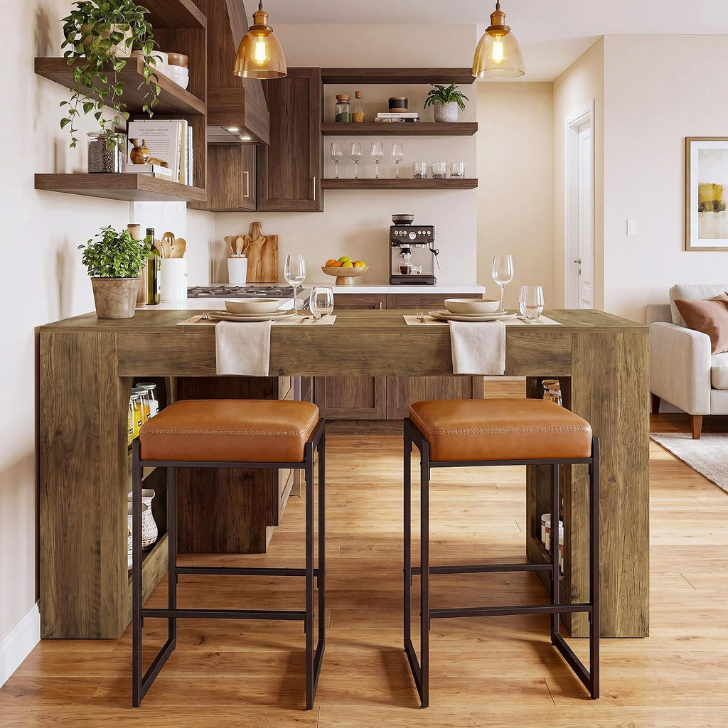 Tribesigns 63-Inch Kitchen Island with Storage, Farmhouse Stationary Island Table with Large Countertop, Counter Height Coffee Bar Unit for Kitchen, Living Room, Basement