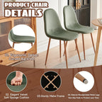 Small Oak Round Dining Table Set for 4, Modern 35'' Kitchen Coffee Table with 4 Green Velvet Dining Chairs for Dining Room Apartment