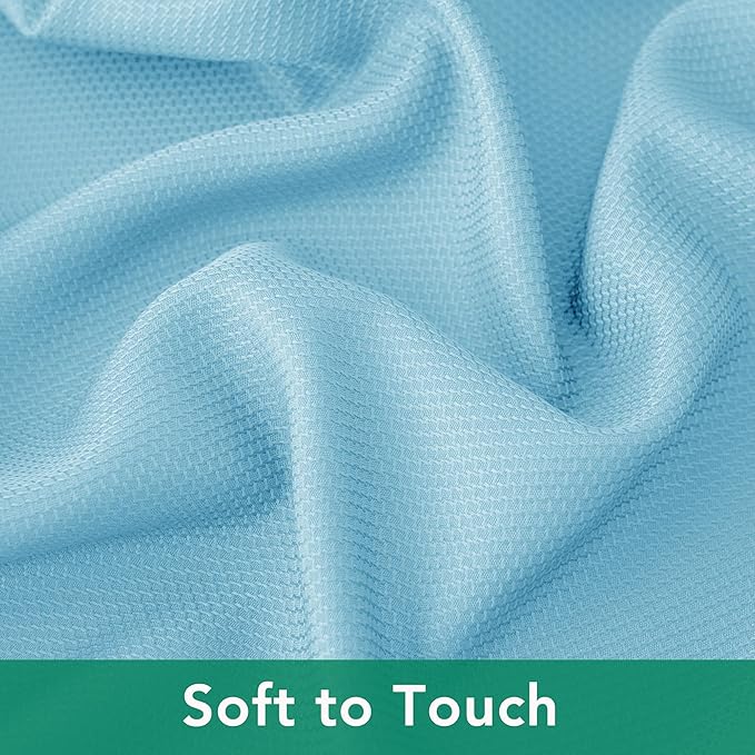 Biscaynebay Textured Fabric Tablecloths 52x70 Inches Rectangular, Light Blue Water Resistant Tablecloths for Dining, Kitchen, Wedding, Parties etc. Machine Washable