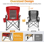 ALPHA CAMP Heavy Duty Camping Chairs with Cup Holder Oversized Folding Chair 500LBS Capacity Outdoor Chair with Headrest,Lawn with Side Pocket for Lawn, Sports and Fishing