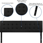 EMMA + OLIVER Black King Button Tufted Headboard