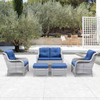 Belord Outdoor Furniture Ottoman Set of 2 Patio Seating Footstool All-Weather Rattan Wicker Ottoman Seat with Soft Cushions for Patio Furniture Set