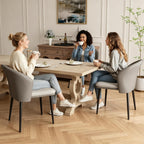 Modern Dining Chairs Set of 4, Faux Leather Upholstered Accent Chair with Metal Legs, Kitchen Side Chair with Comfortable Seat for Dining Room, Living Room, Bedroom, Light Grey