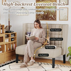 Andeworld Modern Loveseat Settee Bench Sofa Couch, Upholstered Banquette Dining Bench with Back for Dining Living Room Hallway or Entryway Seating,Putty