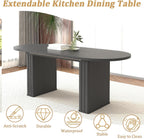 Extendable Dining Table Set of 4, Black Oval Dining Room Table & 4 Black Velvet Dining Chairs with Wood Leg, 62.99"-78.74" Kitchen Table and Chairs Set, Modern 5 Piece Dining Set