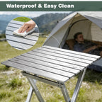 SUNNYFEEL Folding Camping Table - Lightweight Aluminum Portable Picnic Table for Cooking, Beach, Hiking, Travel, Fishing, BBQ, Indoor Outdoor Small Foldable Camp Tables