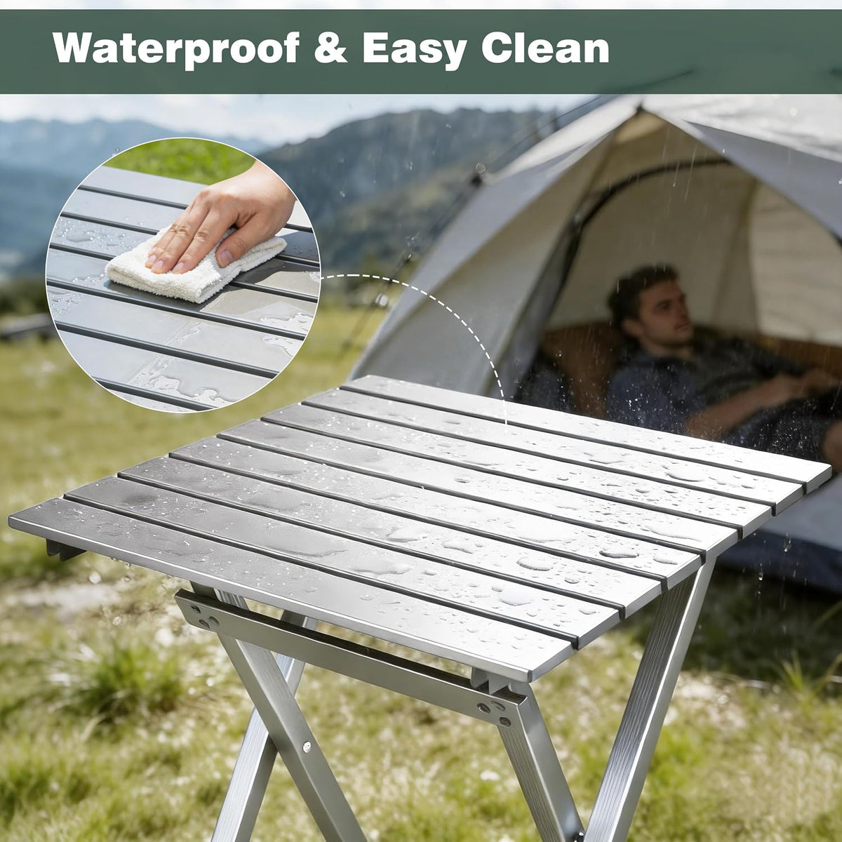SUNNYFEEL Folding Camping Table - Lightweight Aluminum Portable Picnic Table for Cooking, Beach, Hiking, Travel, Fishing, BBQ, Indoor Outdoor Small Foldable Camp Tables