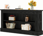 Tribesigns 63-Inch Long Console Table for Entryway, Narrow Long Entry Table with Shelves for Living Room, Farmhouse Sofa Console Behind Couch, for Foyer, Hallway, Black