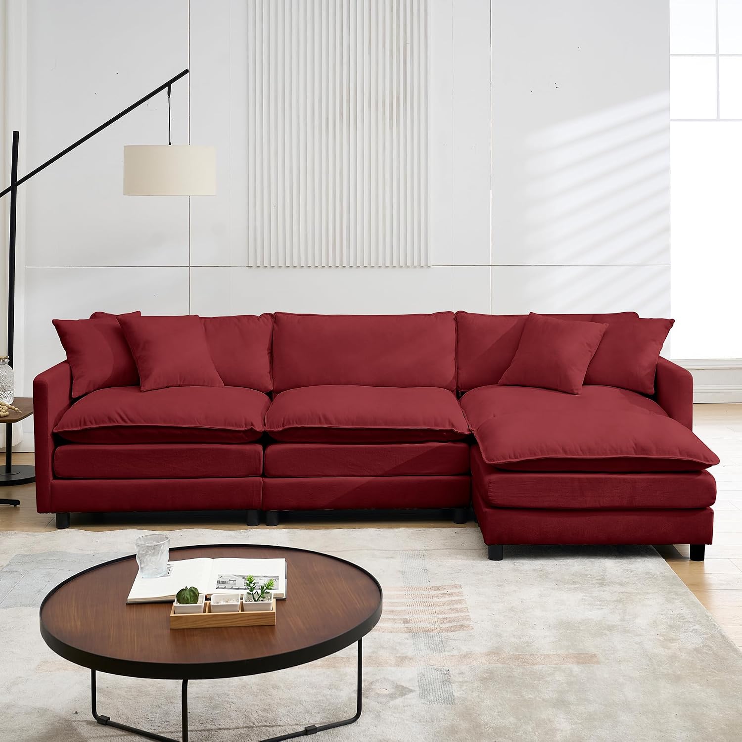 108.27" Modular Sectional Sofa, 4 Seat L Shaped Couch with Chaise | Deep Seat Cloud Couch With Soft Chenille Fabric, Reversible Chaise Modular Design Spacious Comfort for Home, Apartment, Dorm