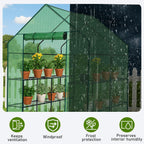 Outvita Walk-in Greenhouse, Outdoor Durable PE Plant Green House for Frost Protection with 3 Tiers 8 Shelves, Shelf Clips, Roll-up Zipper Door, 56"x56"x77" Green