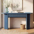 63" Fluted Entryway Console Table with 2 Drawers & Storage, Blue | Ribbed Accent Piece,Curved Edge,Hidden Catch-All,Dense MDF,Narrow Hallway,Behind Couch,Slim Profile,Solid Build,Foyer Accent