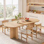 78.75" Oval Oak Dining Table for 6-8 Person, Modern Farmhouse Kitchen Table with Sturdy Legs, Wood Dinner Table for Dining Room Kitchen Living Room, Natural Oak