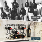 Countertop Wine Rack, 5.3 pounds, Heavier and More Stable Wine Storage Cabinet Shelf Wine Racks Countertop for Pantry,Kitchen,14 Bottles Wine Rack Black No Assembly Required