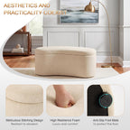 Zesthouse Storage Bench for Bedroom End of Bed, 39.4" Small Curved Entryway Ottoman Bench, Beige Linen Fabric Bench Seat for Living Room Hall Mudroom, Modern Upholstered Coffee Table Crescent Shape