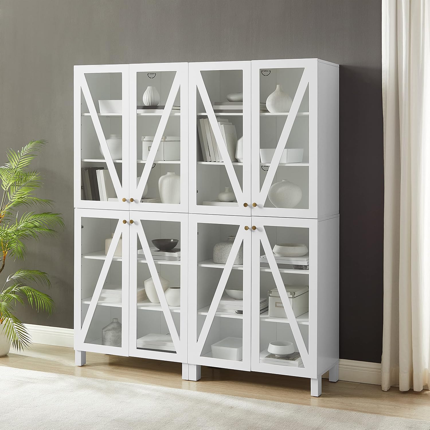 Crosley Furniture Cassai 2-Piece Pantry Storage Cabinet Set with Shelves, Kitchen, Dining, or Laundry Room, White