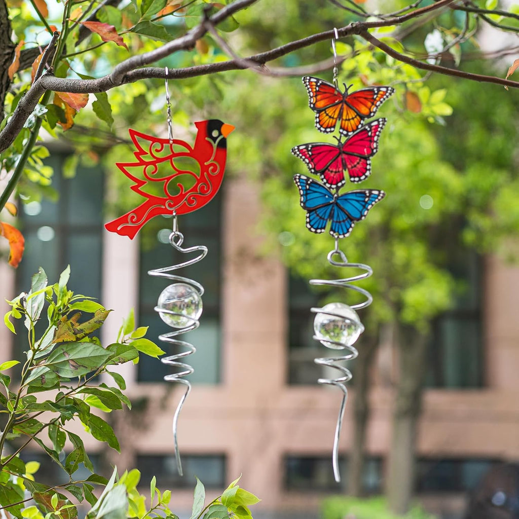 Topadorn 18" Cardinal Metal Wind Spinner - Outdoor Hanging Garden Decor for Yard & Patio