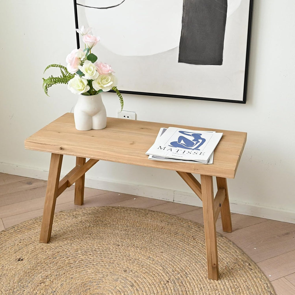 SwallowLiving 30" Solid Wood Entry Bench - Rustic Farmhouse Style Hallway Seating for Living Room, Dining Room Entryway - Handcrafted Natural Finish