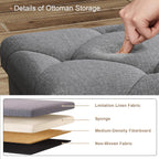 30 Inches Ottoman with Storage, Folding Ottoman Bench Set, Storage Bench for Bedroom, Chest for Entryway, Living Room, Support 500LBS Grey
