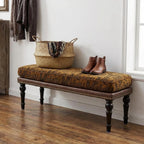 Forteek 47" Vintage Pattern Upholstered End of Bed Bench, Entryway Bench | Bedroom Bench with Detachable Washable Cover, Nailhead Trim, Sturdy Solid Wood Legs,Window Bench, Hallway Bench, Dining Bench