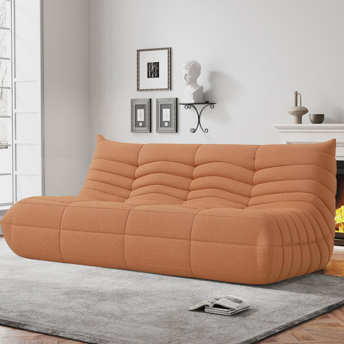 WHGBJA Oversized Bean Bag Chair for Adults with Memory Foam 3 Seater Couch | Floor Sofa Couch for Gaming, Reading, Bedroom, Living Room, Comfy, Ergonomic