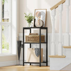 Heybly Small Side Table Set of 2, Tall End Table with Adjustable Shelf, Telephone Table, Nightstand, Accent Table Stand, Small Entryway Table, Bedroom,Living Room, Office,Bathroom, Black, HET003BK2