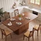 knoworld 78.7" Rectangular Dining Table for 6-10, Farmhouse Kitchen Furniture with Storage Base, Sliding Tambour Doors, Walnut