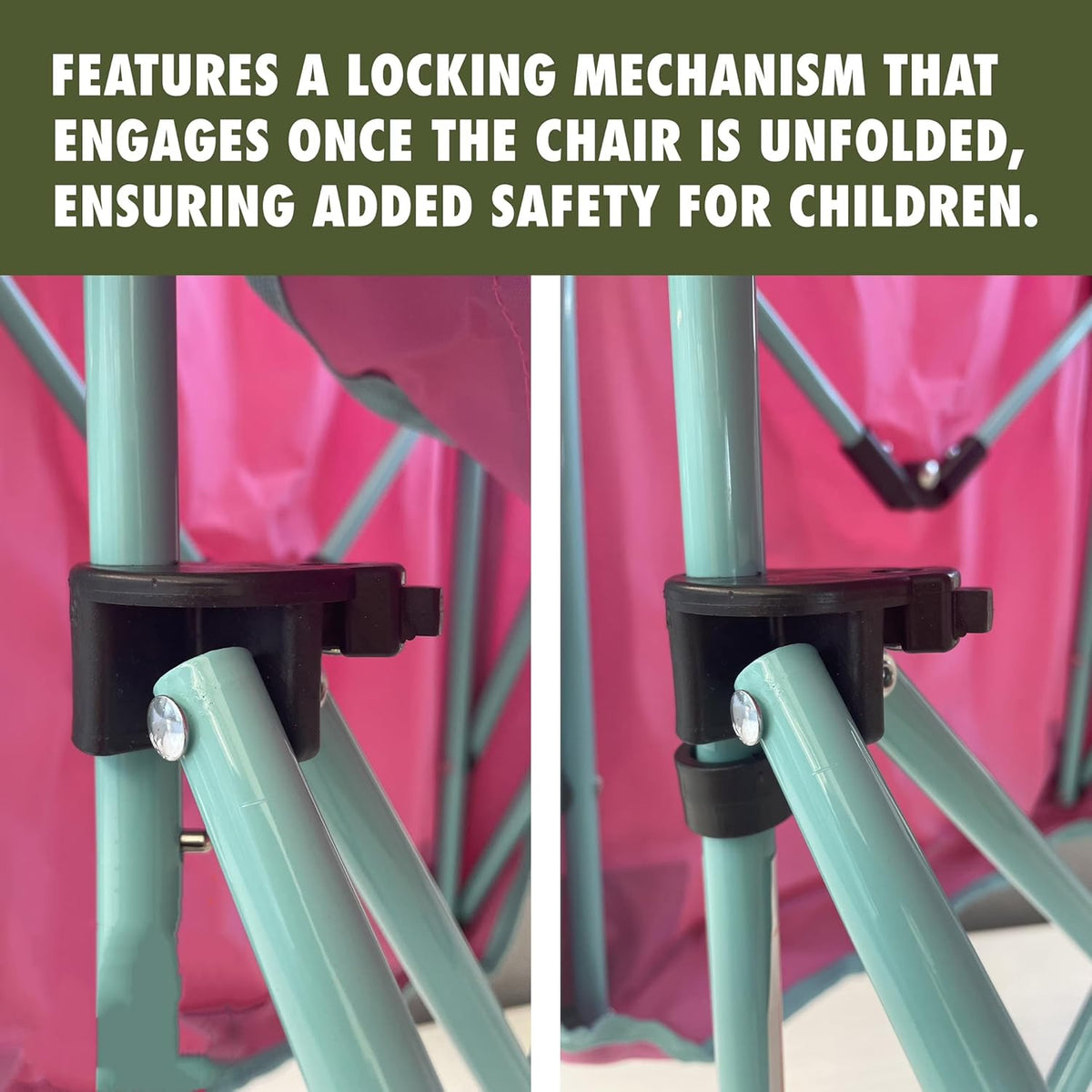 Canopy Chair with Safety Lock, Pink/Green, 125 lb. Capacity