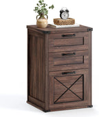 VASAGLE File Cabinet with 3 Drawers, Printer Stand, Fit A4 Letter Size | Hanging File Folders, Farmhouse Style, for Home Office, Maroon Brown, HANAN Collection UOFC054K02