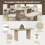 Harper & Bright Designs Dining Table and Chairs Set, 6-Piece Solid Wood Dining Room Set with Bench, Modern Farmhouse Kitchen Furniture for Family Gatherings, Natural