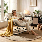 Bifanuo Oversized Egg Rocking Chair for Indoor Outdoor – All-Weather Wicker Rattan Lounge Chair with Cushion Patio Rocker for Porch Garden or Balcony (Beige)