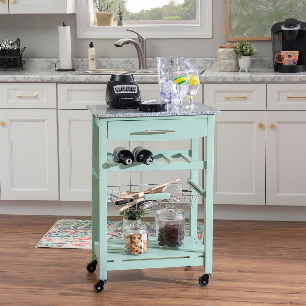 Linon Kitchen Island, Green, 15.75 x 22.83 x 33.86 Inches
