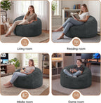 Bean Bag Chair Giant Beanbag with Filling Memory Foam Living Room Adult 3FT | Breathable Washable Removable Cover,Comfy Lounging Gaming Bedroom Dorm,Large Big Giant Oversized Beanbag Chairs,Dark Grey