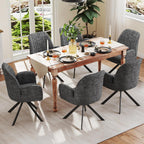 Furniliving Swivel Dining Chairs Set of 2, Upholstered Dining Room Chairs with Arms, 360° Swivel Dining Chairs with Metal Frame, Modern Kitchen Chairs for Lounge, Chenille, Darkgrey