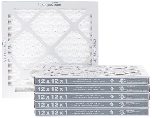 Amazon Basics 12x12x1 Air Filter 6 Pack, MERV 8 AC Furnace Filters (Actual Size: 11.75" x 11.75" x 0.75")