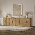 SICOTAS Buffet Cabinet with 4 Doors, Modern Sideboard Cabinet with Storage and Adjustable Shelves, Large Credenza Storage Cabinet (1, Oak Brown)