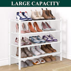 Smiry Bamboo Shoe Rack for Closet, 4 Tier Wooden Stackable Shoe Organizer, Free Standing Shoes Storage Shelf for Entryway, Front Door Entrance, White