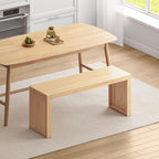 Bamboo Dining Bench, 35-inch Sleek Design Entryway Shoe Rack Bench, Indoor Kitchen Table Bench, Waterproof Outdoor Bench, Natural